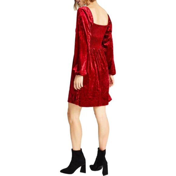 Bar III Womens Red Velvet Fit & Flare Dress X-Large - Picture 2 of 12